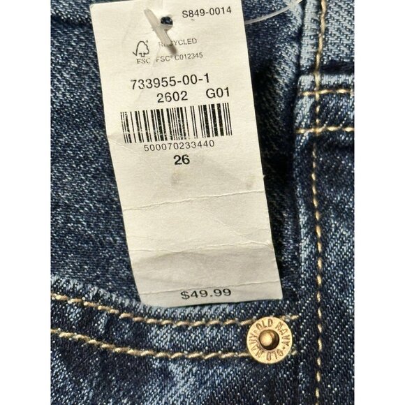 Old Navy High Rise Slouchy Straight Ripped Cut Off Jeans 26 High Rise Button Fly - Picture 3 of 15